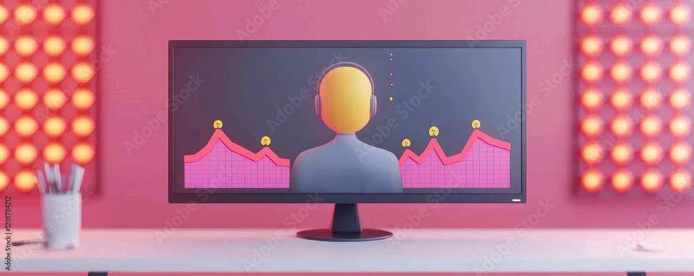 Aufkleber person analyzing data on computer monitor