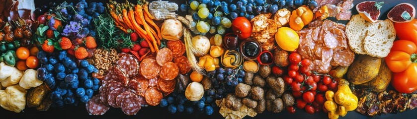 A vibrant assortment of fresh ingredients and gourmet delicacies.