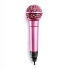 Close-Up of a Pink Microphone with a Black Cable