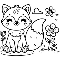 Kawaii Fox Coloring Book Vector Cute Animal Coloring Pages With Wonderful Illustrations