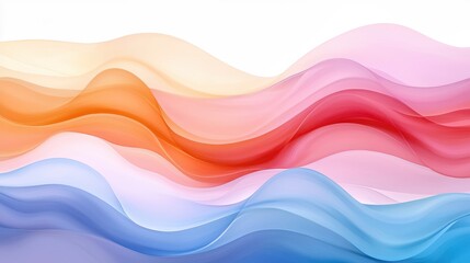 Soft Flowing Waves of Color in Shades of Orange, Pink, Blue, and White Creating a Serene and Calming Abstract Background for Creative Projects