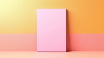 Minimalist composition featuring a blank pink canvas on a vibrant orange background, showcasing modern art aesthetics and simple design elements for creative projects