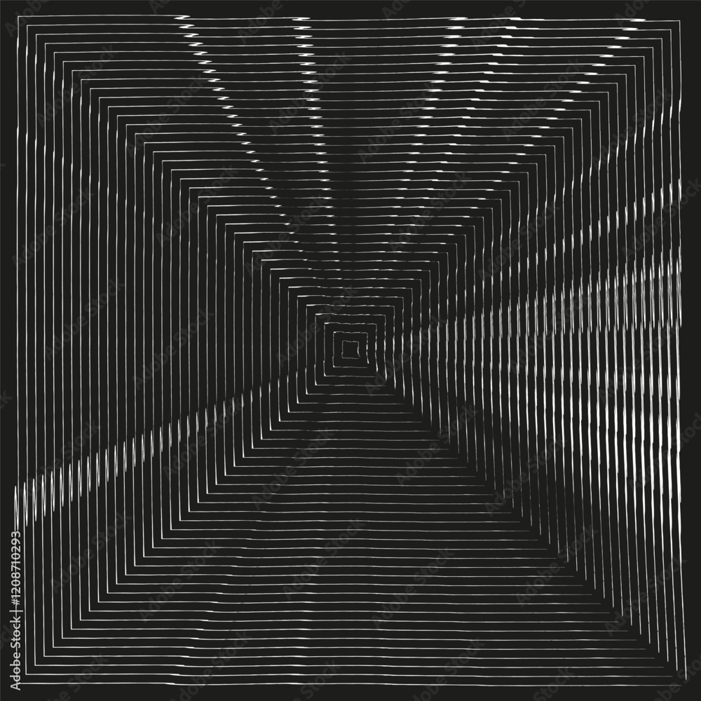 Poster abstract geometric illusion. black white square layers. minimal artistic composition. vector gradien