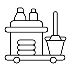 cleaning cart outline icon