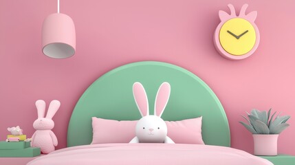Cozy Pink Bedroom with Cute Bunny Decor