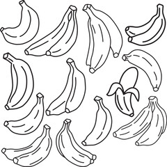 Hand-Drawn Outline of Banana Fruit