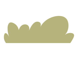 A minimalist green bush silhouette with rounded shapes on a white background. Ideal for nature, gardening, landscaping, outdoor activities, and environmental conservation themes. Simple, clean