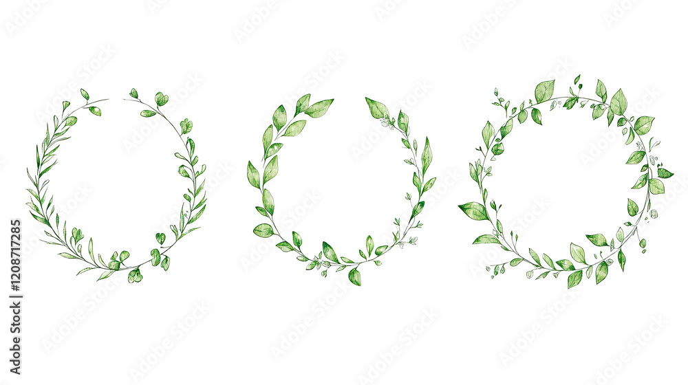 Poster minimal botanical wedding frame set with greenery generative ai