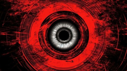 Abstract Eye in Red and Black Concentric Circles