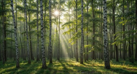 "Sunlit Canopy: A Glimpse into the Towering Forest"