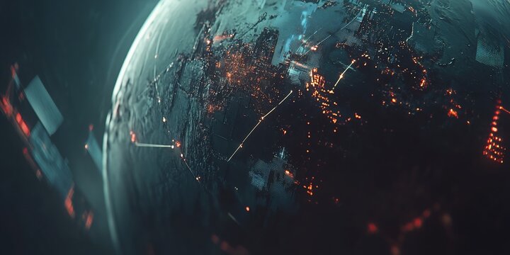 Global network connections visualized on Earth.