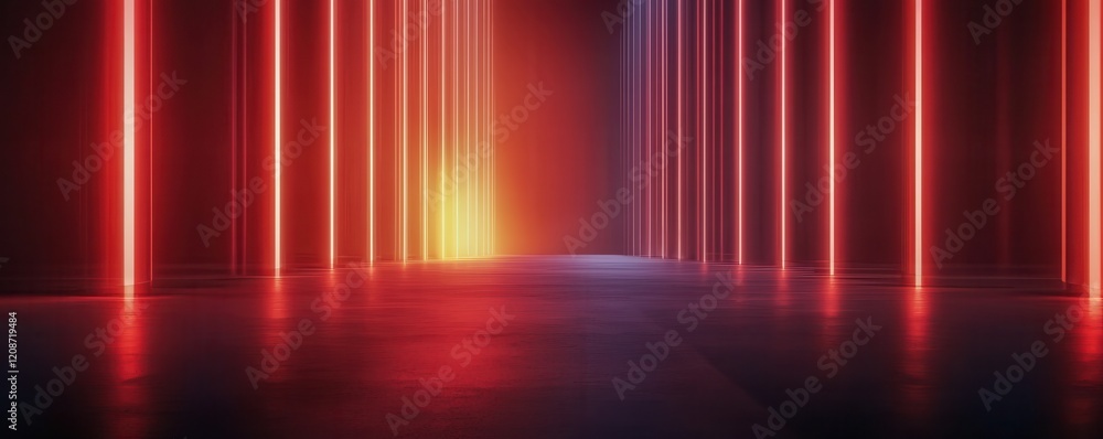 Poster clean energy wind management concept. vibrant neon lights create a futuristic corridor effect in a d