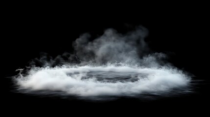 Smoke black ground fog cloud floor mist background steam dust dark white horror overlay. Ground smoke haze night black water atmosphere 3d magic spooky smog texture isolated transparent effect circle.
