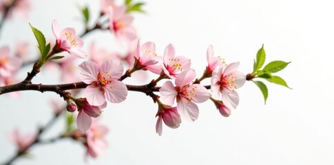 Privet twig branch in full bloom against simple white, branch, plant
