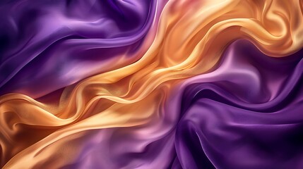Obraz premium Abstract Background with 3D Wave Bright Gold and Purple Gradient Silk Fabric