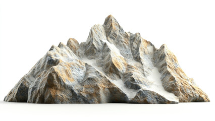 3D render of a snow-capped mountain with rocky peaks and textured surface