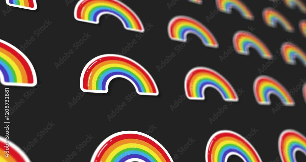 Poster animated rainbow pattern design on light and dark background