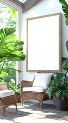 Relaxing interior space with green plants cozy living room digital artwork bright natural light comfortable view home decor inspiration