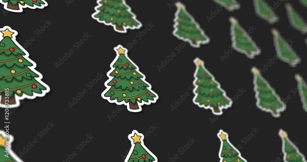 Poster animated christmas tree pattern design on light and dark background
