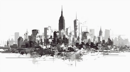 Obraz premium ニューヨークの高層ビルの黒いシルエット6