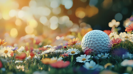 Golf ball and spring flower collision