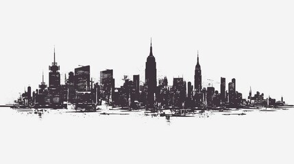 Obraz premium ニューヨークの高層ビルの黒いシルエット7