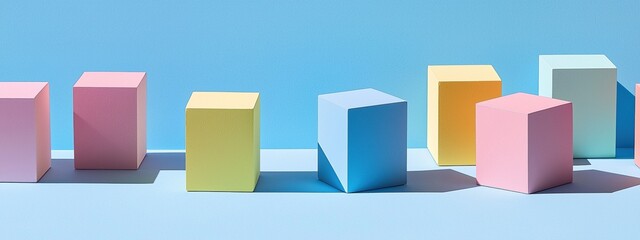 Vibrant arrangement of isometric 3D cubes showcasing bold colors and soft shadows