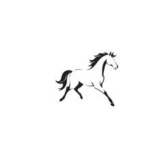 Galloping Horse Silhouette with Flowing Mane vector eps
