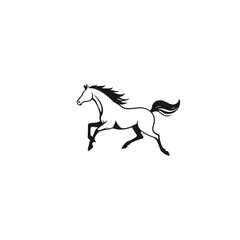 Galloping Horse Silhouette with Flowing Mane vector eps