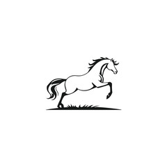 Galloping Horse Silhouette with Flowing Mane vector eps