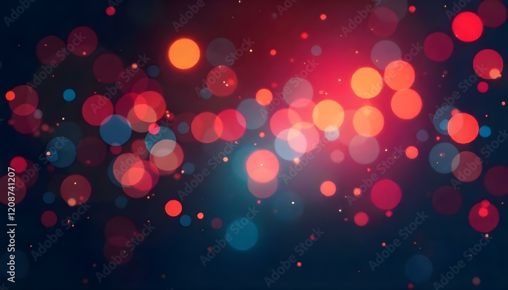Aufkleber colorful bokeh circles on a dark background, creating an abstract, blurred light effect. perfect for