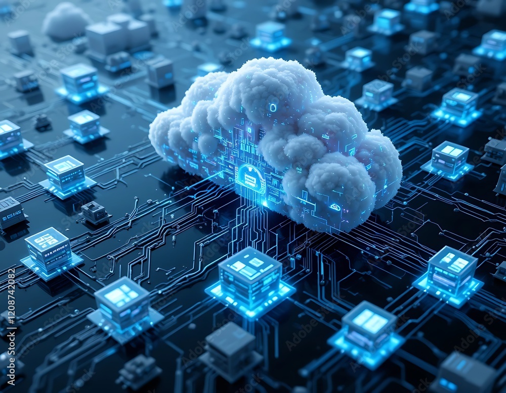 Aufkleber cloud computing network infrastructure digital servers