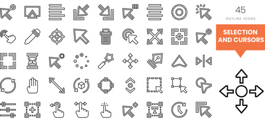 Vector outline icons featuring various selection and cursor tools.
