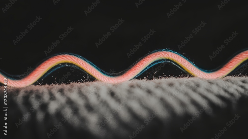 Poster abstract colorful wave pattern on textile macro photography dark background artistic te