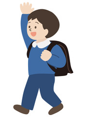 登校する小学生の男の子のベクターイラスト
