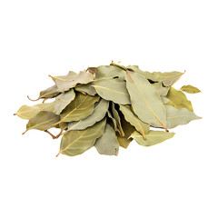 A rich depiction of a pile of bay leaves on a transparent background, suitable for enhancing culinary presentations and recipes.
