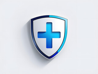 modern blue color health symbol shield icon isolated on white background