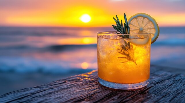 Sunset cocktail beach ocean summer drinks