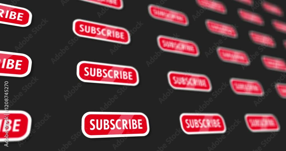Poster animated pattern design of red subscribe button on light and dark background