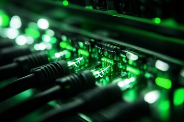 Close-up of network cables plugged into a server. (1)