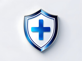 Obraz premium modern blue color health symbol shield icon isolated on white background