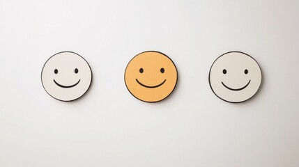 Three smiley faces; one stands out.