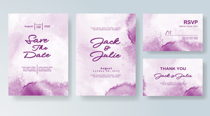 Wedding invitation with Abstract splashed watercolor background