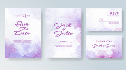 Wedding invitation with Abstract splashed watercolor background