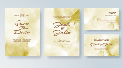 Wedding invitation with Abstract splashed watercolor background