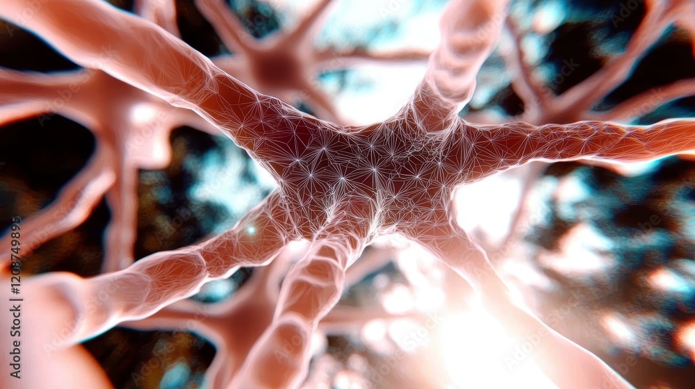 Poster abstract neural network ai technology brain cells futuristic background
