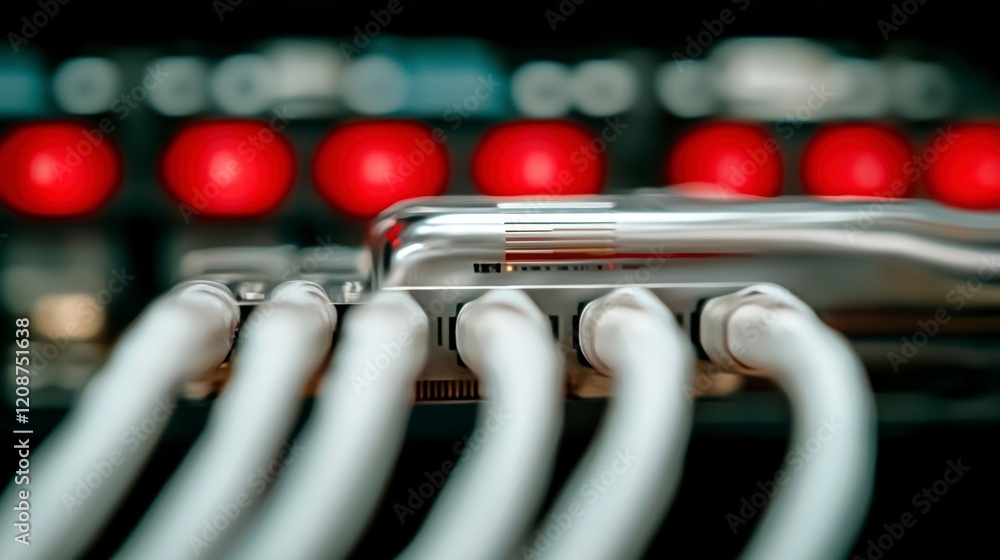 Poster High Tech Server Cables Closeup  Network  Data Center  Technology  Computing  Internet  Di