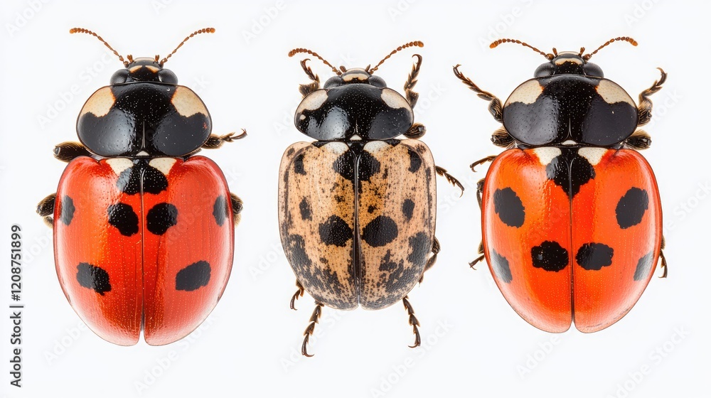Poster colorful ladybugs with unique patterns generative ai