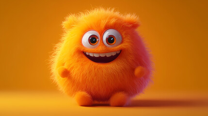 Fototapeta premium Cute fuzzy monster with a joyful expression