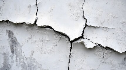Obraz premium Cracked White Wall Surface Showing Extensive Damage
